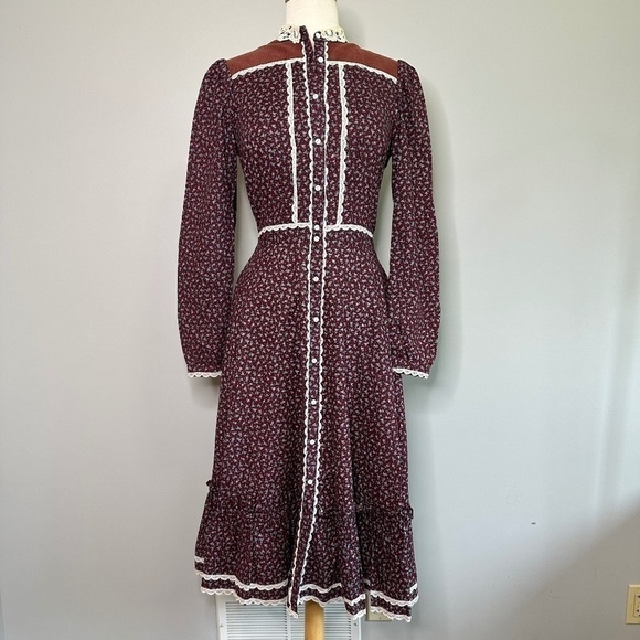 GUNNE SAX Jessica McClintock Cottagecore Prairie Midi Dress Buttons Front Sz M? - Picture 3 of 16